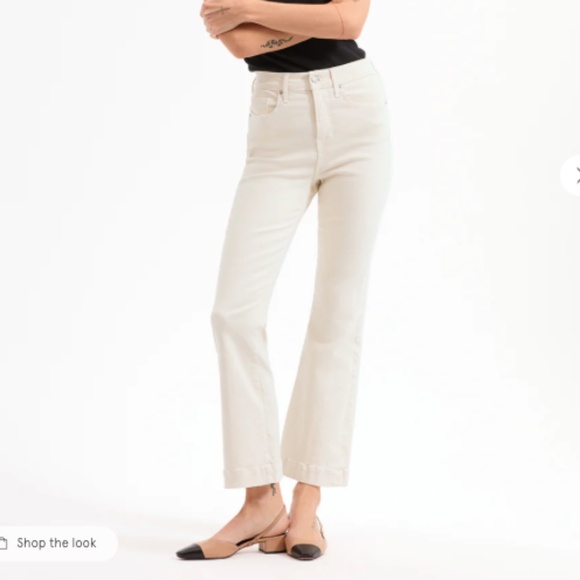 NWT VERONICA BEARD WOMENS CARSON HIGH RISE ANKLE FLARE JEANS ECRU OFF WHITE 29 - Picture 4 of 8